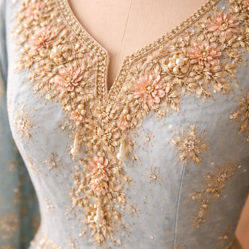intricate embroidery detail on women ethnic wear